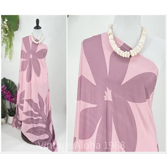 Pink/Mauve Tiare' & Laua'e Tropical SARONG Kīkepa Pareo Beach Wrap Summer Scarf - Picture 2 of 4